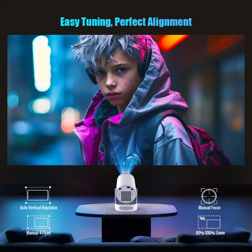 Smart Mini Projector with Wi-Fi and Bluetooth (180 Degree Rotating)