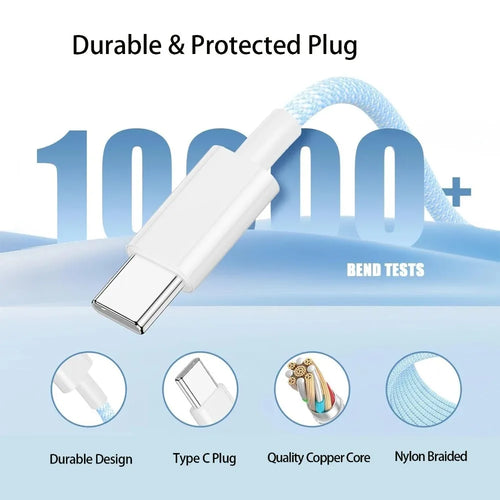 60W Braided USB-C to USB-C Fast Charging Cable