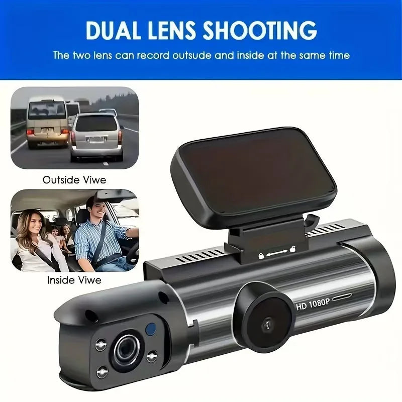 Dual Dash Cam with Rear Camera (1080p Front, Night Vision)