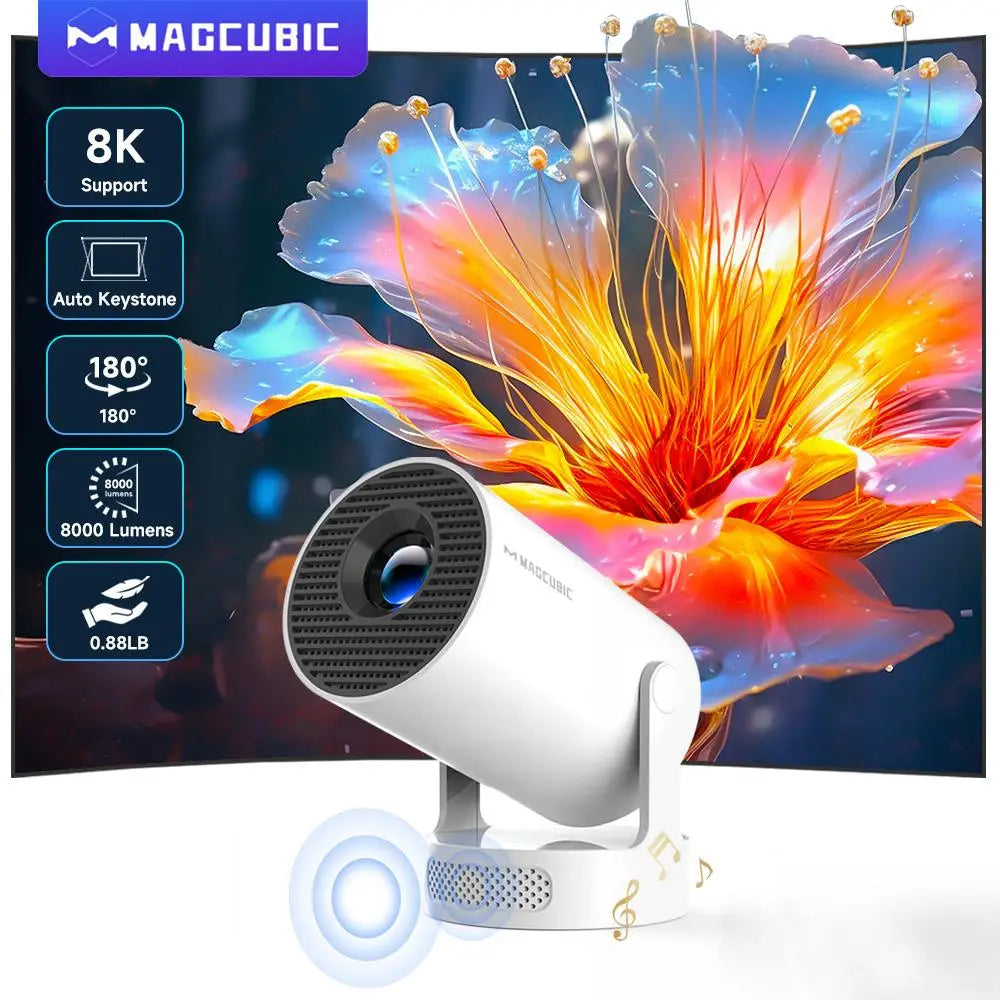 Smart Mini Projector with Wi-Fi and Bluetooth (180 Degree Rotating)