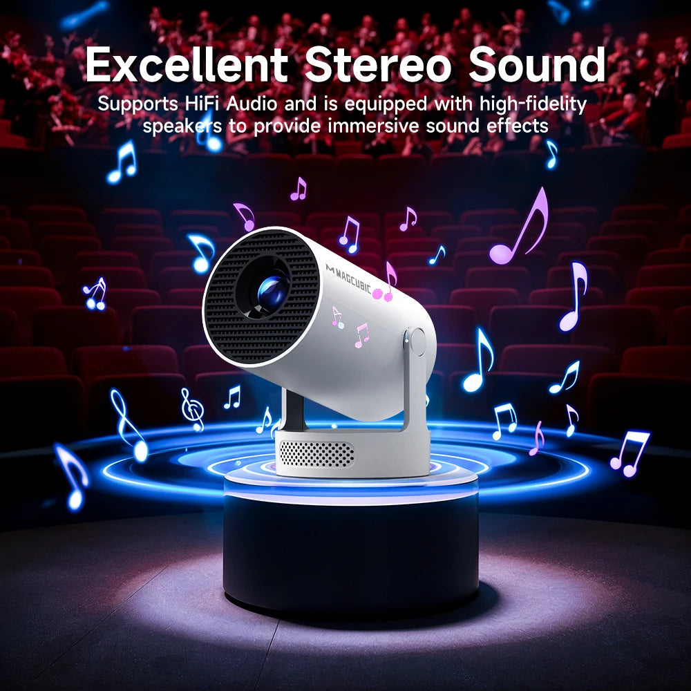 Smart Mini Projector with Wi-Fi and Bluetooth (180 Degree Rotating)