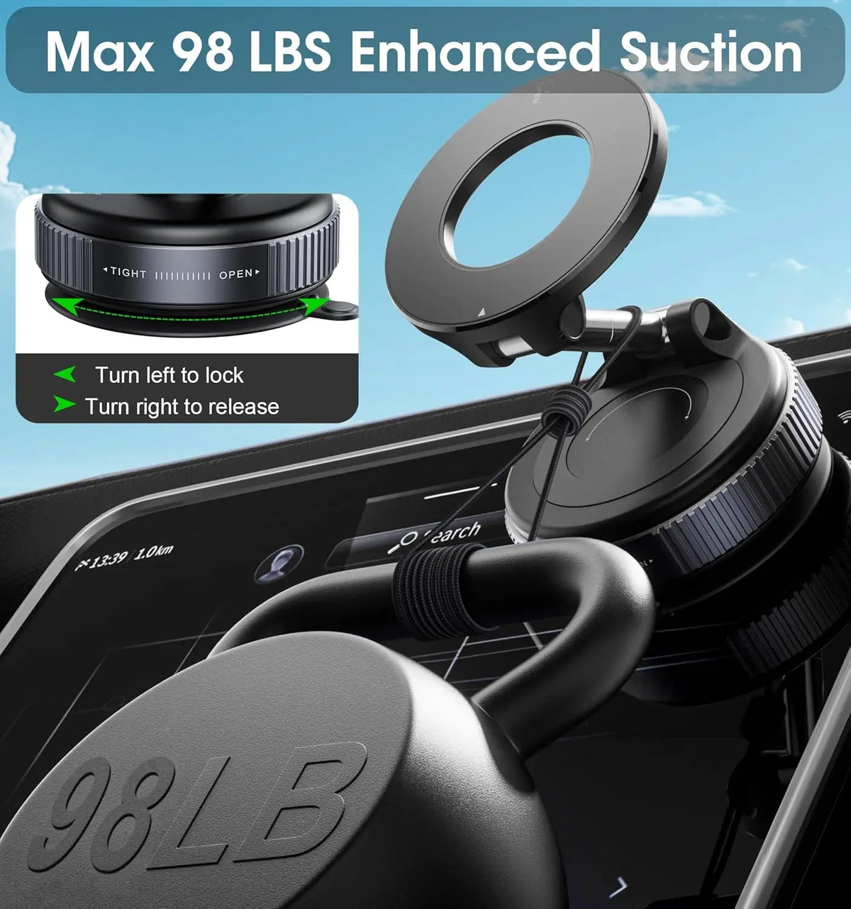 Vacuum Suction Magnetic Phone Mount (MagSafe Compatible)