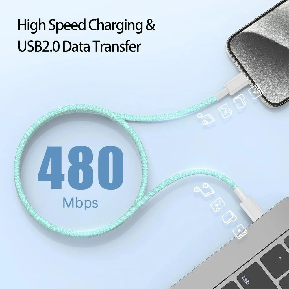 60W Braided USB-C to USB-C Fast Charging Cable